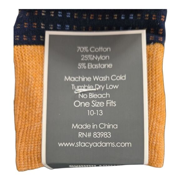 STACY ADAMS MENS MULTI CHECK PATTERN DRESS SOCK. GOLD TAUPE. SAS 340-1 - Picture 3 of 3